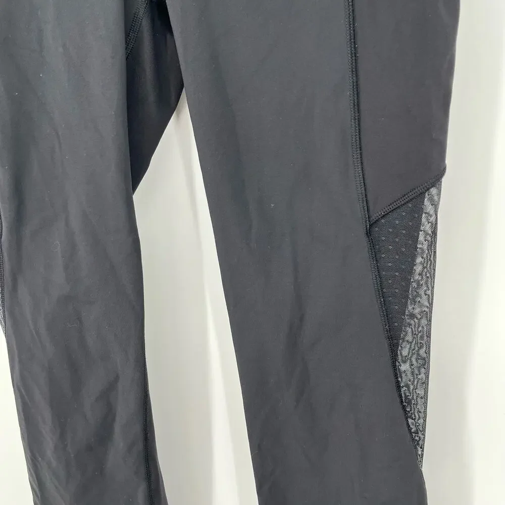 Lululemon Sole Training Crop Leggings Black Mesh Capri Size 6